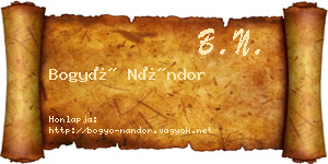 Bogyó Nándor névjegykártya